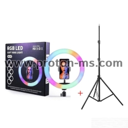 LED Селфи лампа за перфектни снимки, видео и блог с трипод  Ring Fill Light QX300 30 cm, 12&quot; RGB