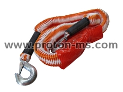 Orange Petex tow rope with carabiner hooks up to 2000kg.