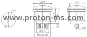 Metal button (ON) / OFF, non-holding 18mm 3A 071122