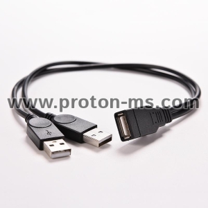 USB 2.0 A 1 Female to 2 Dual USB Male Data Hub Power Adapter Y Splitter USB Charging Power Cable Cord Extension Cable 39CM