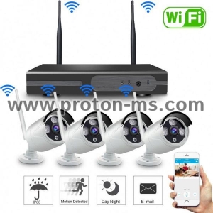 Video Surveillance Kit 4CH WiFi NVR + 4 IP Wireless Cameras