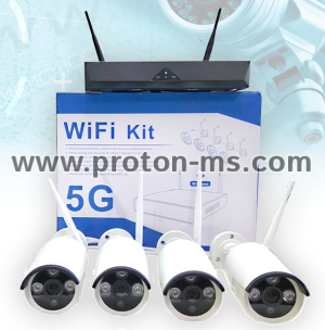 Video Surveillance Kit 4CH WiFi NVR + 4 IP Wireless Cameras