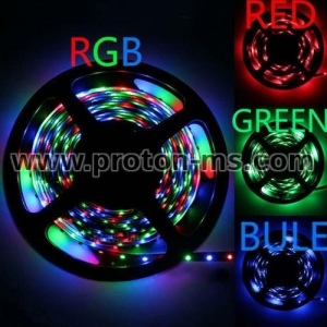 LED RGB Лента Цветна, Влагозащитена, 220V с контролер, 5м