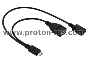 90 Degree Angled Micro USB Male To USB Female Host OTG Cable with USB Power Enhancer Hub Adapter Y Splitter