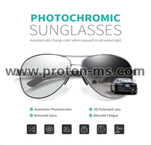 Слънчеви Очила Classic Brand Design Pilot Photochromic Men Polarized  Sun Women Anti-Glare gafas, На светло - Светли, на тъмно - Тъмни