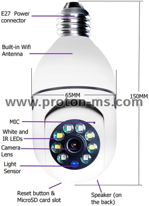 Light Bulb V380 S WI-FI CCTV Panoramic Security Camera