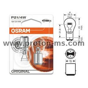 Car Bulb P21/4W 12V BAZ15d 7225 ECE R37 Osram