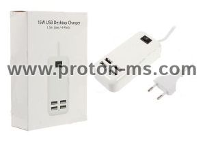 4-Port USB Charger 3A 15W 220V 