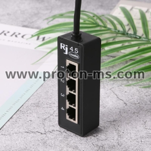 Разклонител RJ45, Splitter Ethernet RJ45 Cable Adapter 1 Male To 4 Female Port LAN Network Connector Wire Ethernet RJ45 Cable Adapter