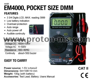 Pocket Size Digital Multimeter  EM4000