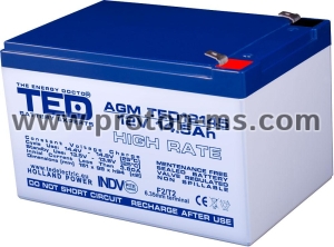 Lead Battery /for electric vehicles/ TED ELECTRIC  EV12 -14.5 AGM  12V / 14.5 Ah - 151 / 98 / 95mm T2