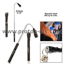 Telescopic LED torch with flexible arm and magnet