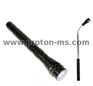 Telescopic LED torch with flexible arm and magnet
