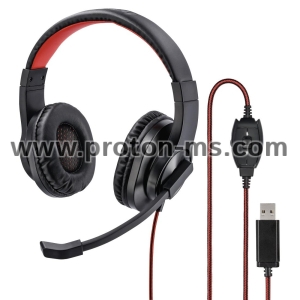 Слушалки с микрофон HAMA HS-USB400, стерео, USB, Черен