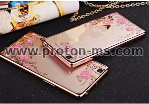 Crystal Diamond Clear Flower силиконов калъф за iPhone 6/6S Gold