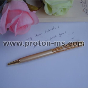 Luxury Metal Pen with Gold Flakes