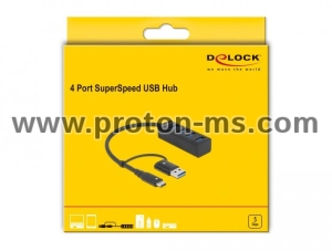 Delock 4 Port USB 3.2 Gen 1 Hub with USB Type-C™ or USB Type-A connector