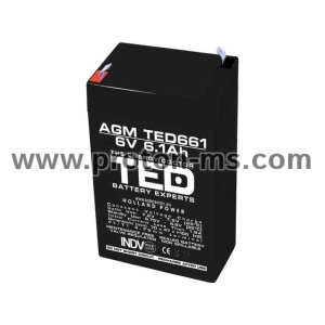 Lead Battery TED ELECTRIC, 6V, 6.1Ah, 70/ 47/ 100 mm, AGM