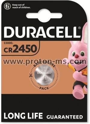 Бутонна батерия литиева DURACELL CR2450, 3V,  1 бр. в блистер, цена за 1 бр.