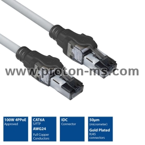 Мрежов пач кабел ACT S/FTP, CAT6a, RJ-45 - RJ-45, 1.5 m, Медни проводници, Сив