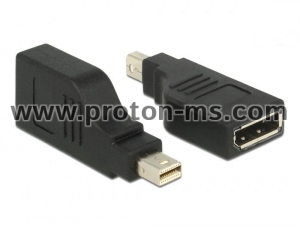 Адаптер Delock, mini DisplayPort 1.2 мъжко - DisplayPort женско, 4K, 90°, Черен