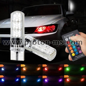 LED bulbs - 2 pcs. in T10 RGB kit with remote control