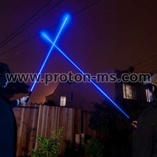 Powerful blue 50000 mW Cordless Laser with 5 plugs, two rechargeable batteries, safety glasses, 220V charger and metal case