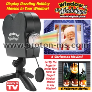 Christmas Halloween LED Window Movie Display Projector Effect Light 12 Movies Showing on Window Perfect For Holiday Decoration