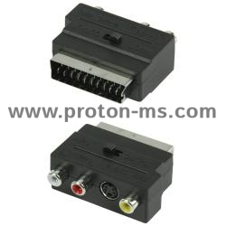 Audio / Video Connector, Scart 21 male pins + 3 RCA and 1 SVHS Female, Plastic, Black, Scart 56 HAMA